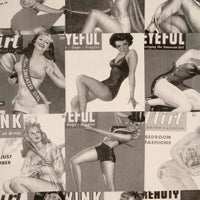 Scrapbook 1950s Pin-up Collaged Wallcovering - 36" wide. Sold by the yard, available by the panel.