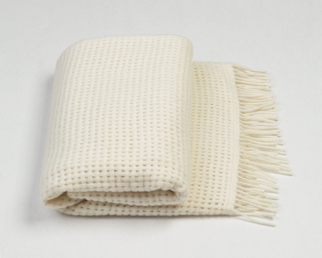Basketweave Ivory Throw 58" x 70"