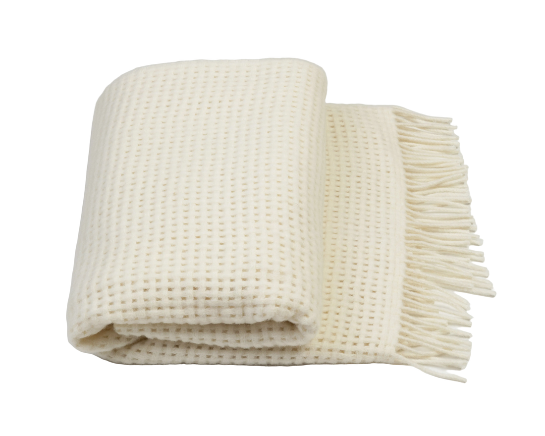 Basketweave Ivory Throw 58" x 70"