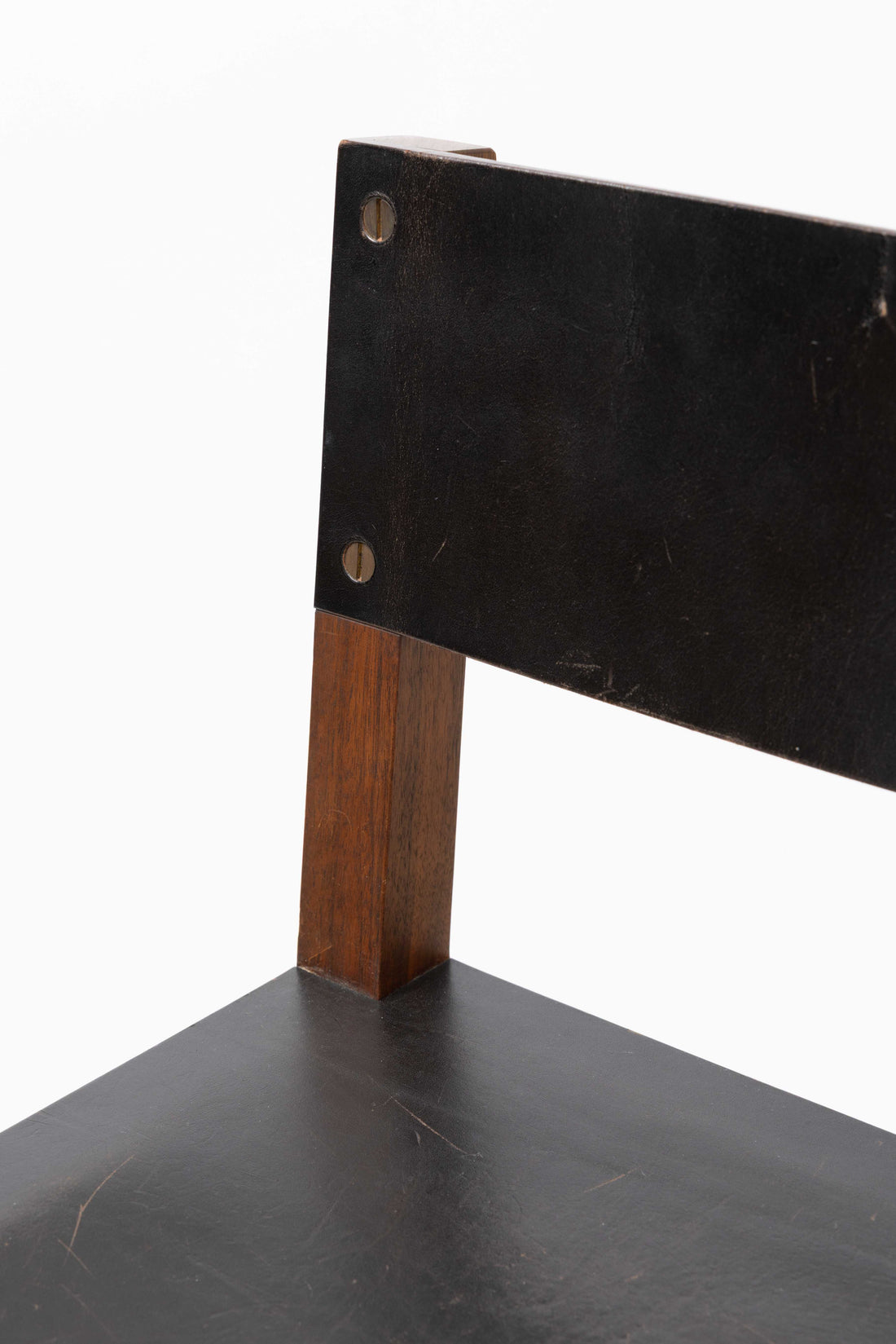 BLACK WALNUT & LEATHER  STOOL