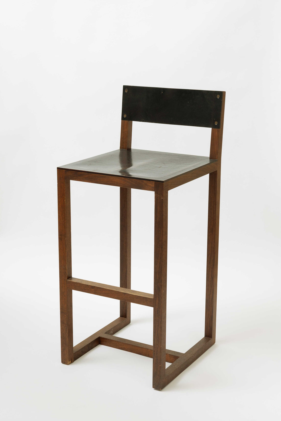 BLACK WALNUT & LEATHER  STOOL