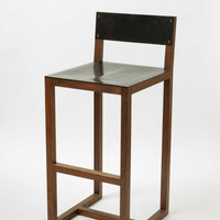 BLACK WALNUT & LEATHER  STOOL