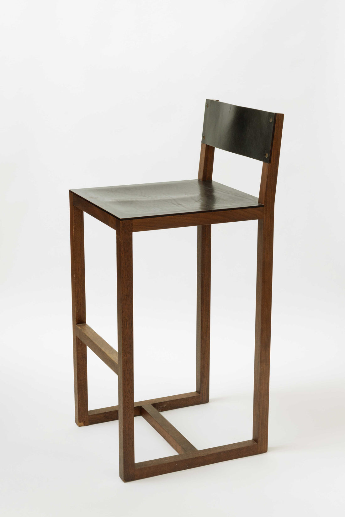 BLACK WALNUT & LEATHER  STOOL