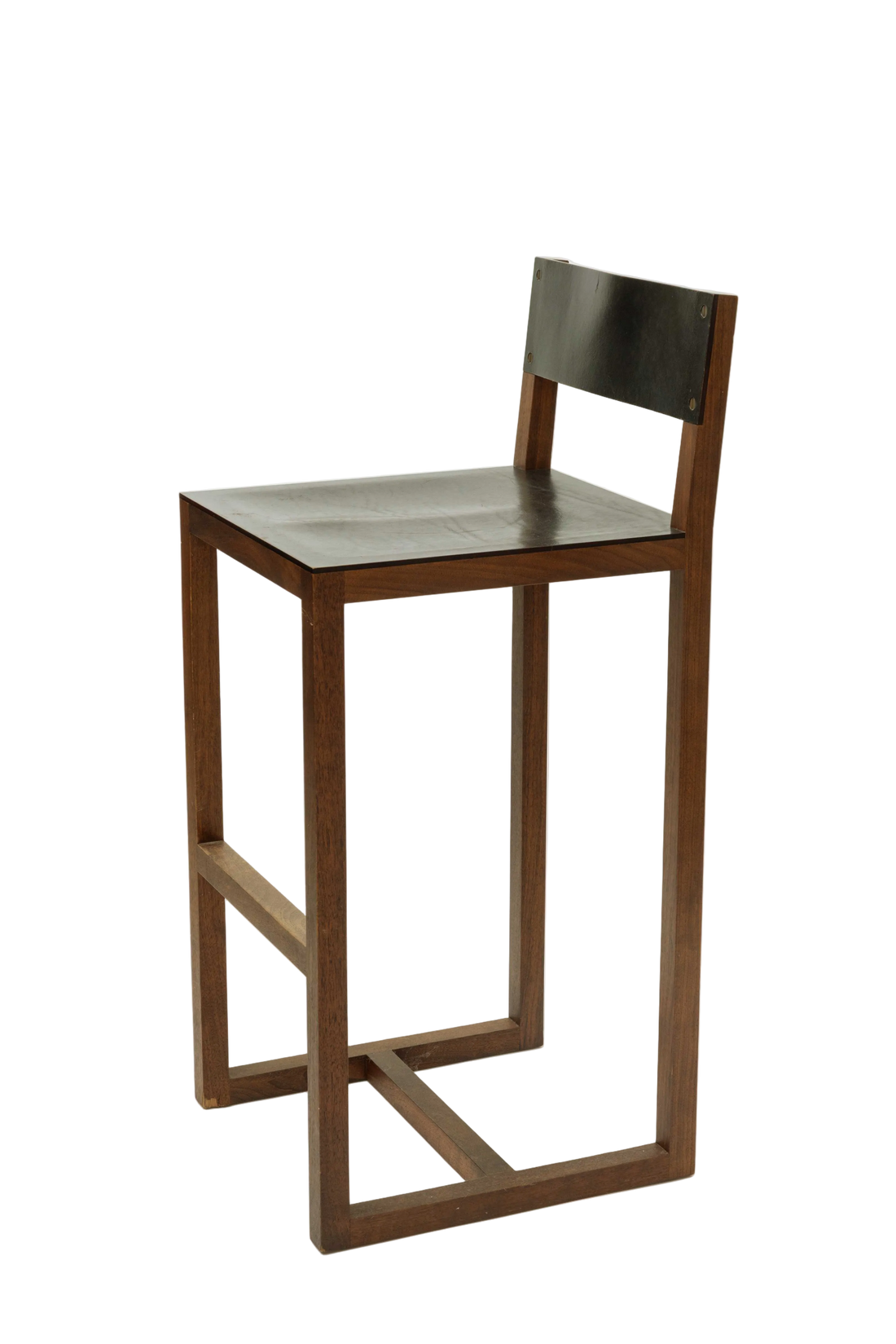 BLACK WALNUT & LEATHER  STOOL