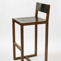 BLACK WALNUT & LEATHER  STOOL