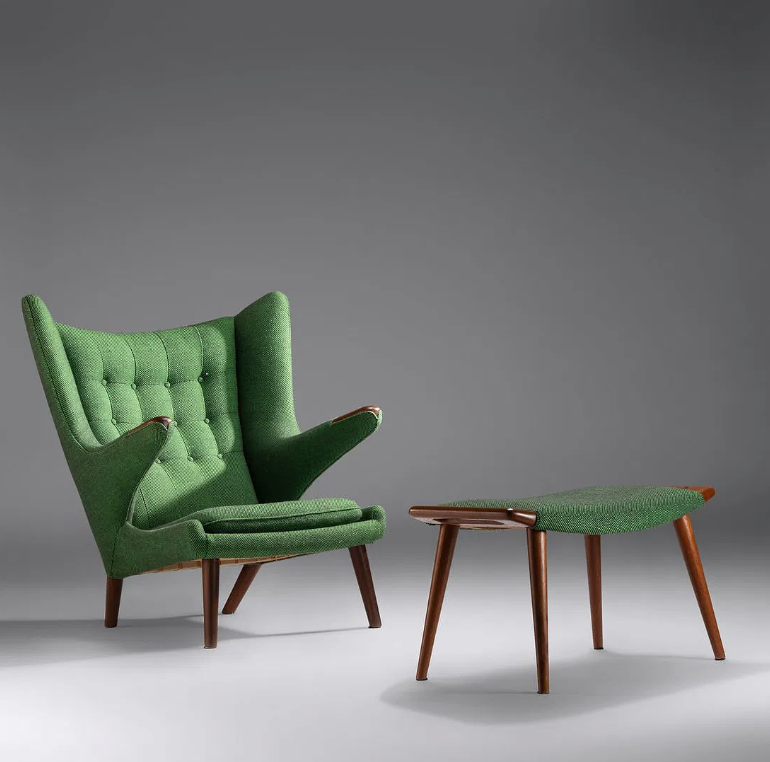 Green 'Papa Bear' Lounge Chair & Ottoman