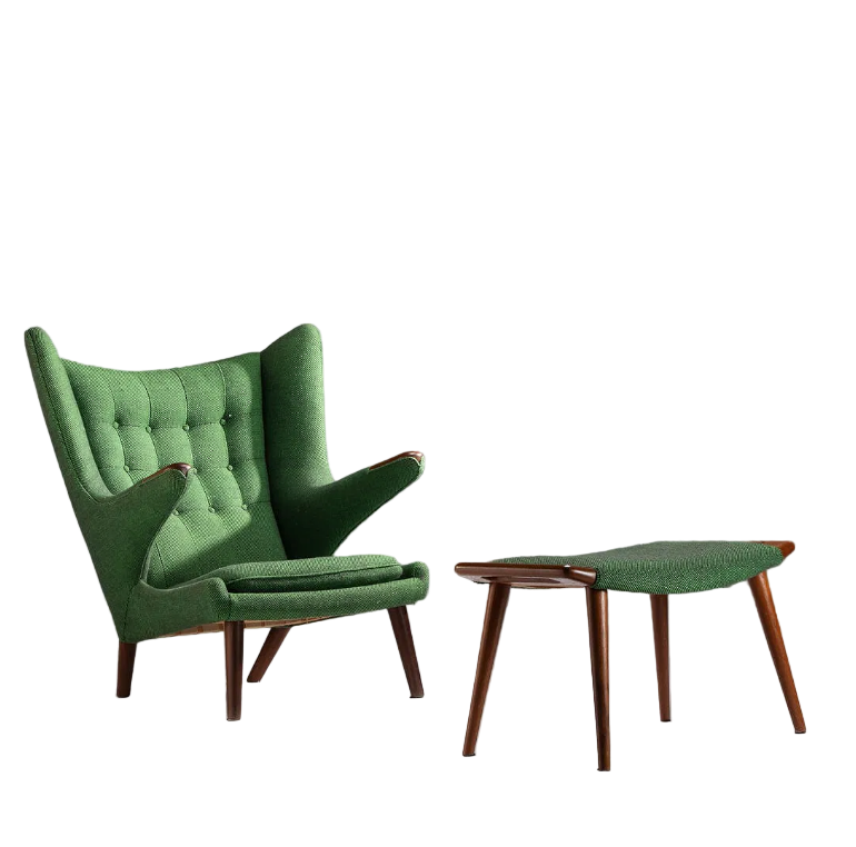 Green 'Papa Bear' Lounge Chair & Ottoman