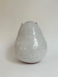 STONEWARE VASE WITH WIDE SCALLOPED MOUTH