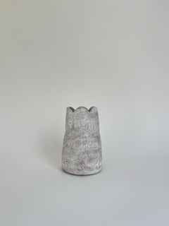 STONEWARE VASE WITH SCALLOPED MOUTH