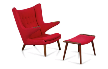 Red Hans Wegner A.P. Stolen Papa Bear Chair & Ottoman