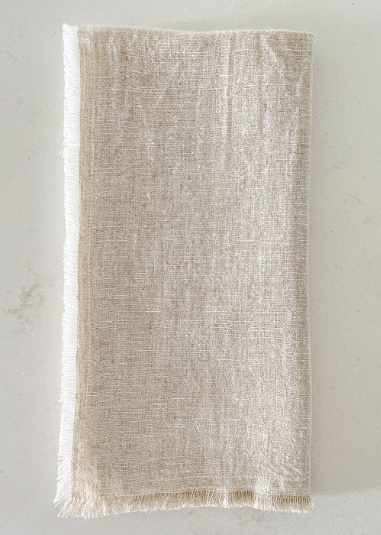 Beige Linen Fringe Napkins 21" x 21"