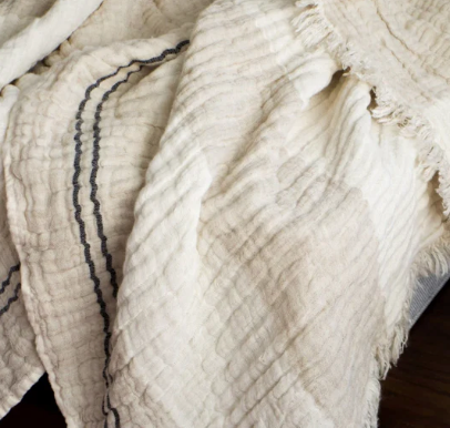 Luxe Linen Crinkled Stripe Throw 50"x70"
