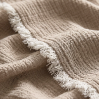 Doubleweave Turkish Cotton Bed Blanket - Beige  95" x 100"