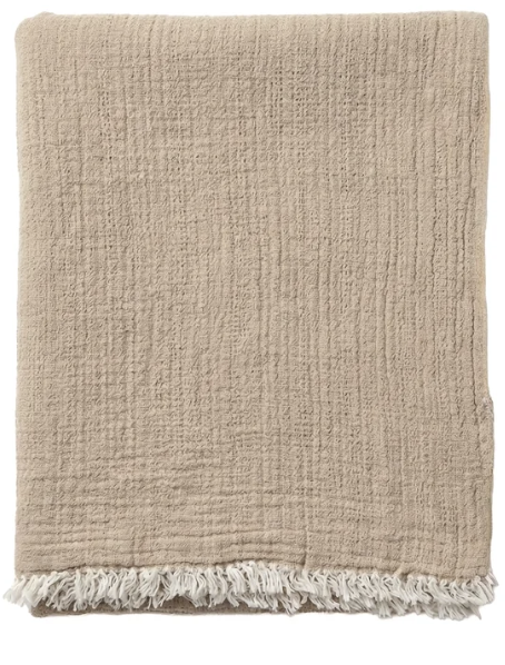 Doubleweave Turkish Cotton Bed Blanket - Beige  95" x 100"