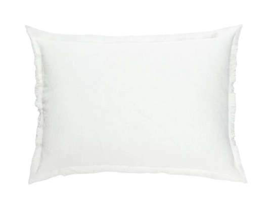 White Linen Fringe Pillow 28" x 36"