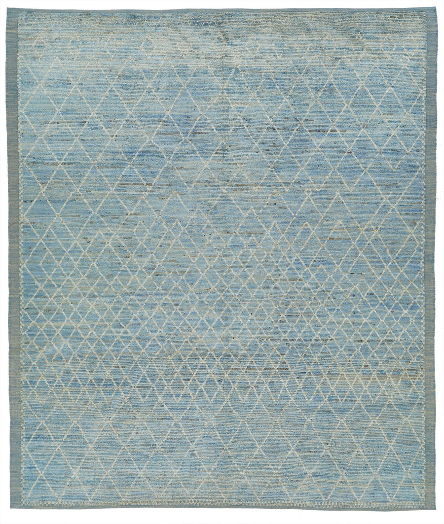 MODERN BLUE-IVORY RUG 8.4 X 9.7