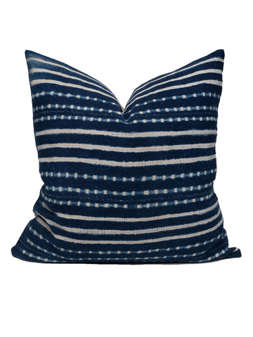 22" X 22" INDIGO STRIPE PILLOW