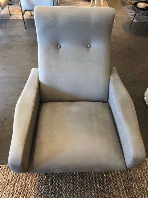 VINTAGE GREY SUEDE LEATHER CHAIR