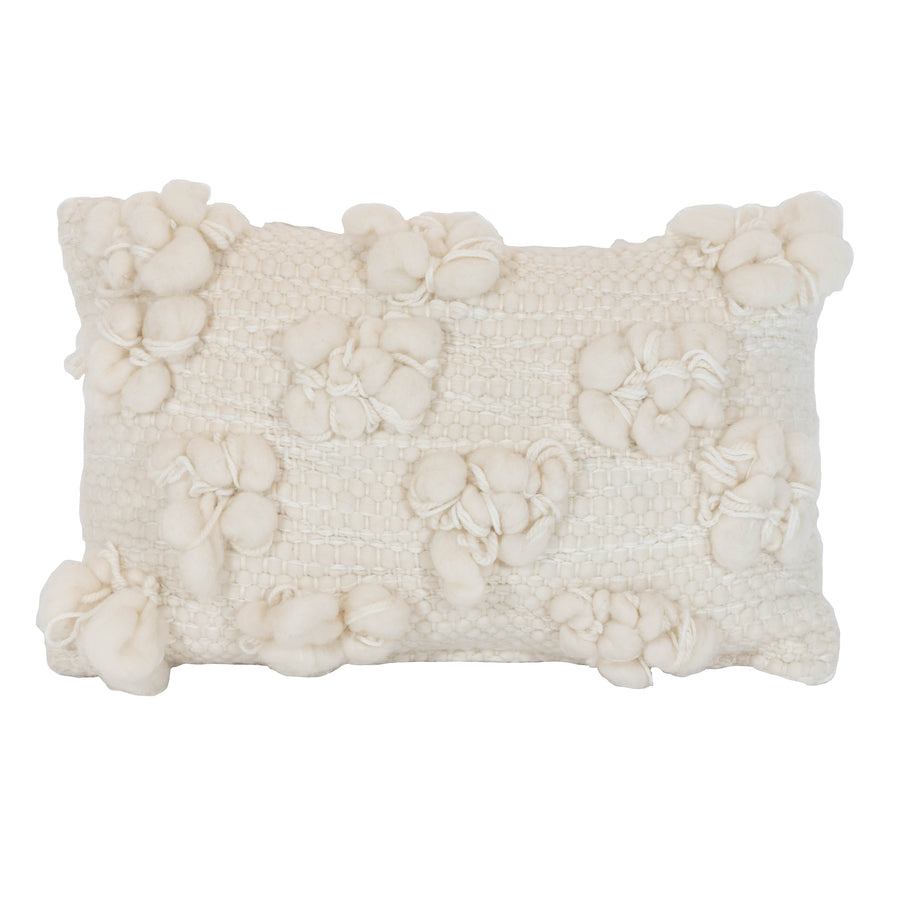 23" X 14" KNIT FLORAL LUMBAR PILLOW