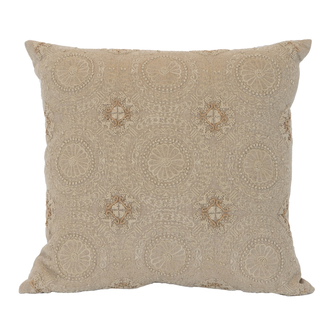22" X 22" JUTE/LINEN FLORAL PILLOW