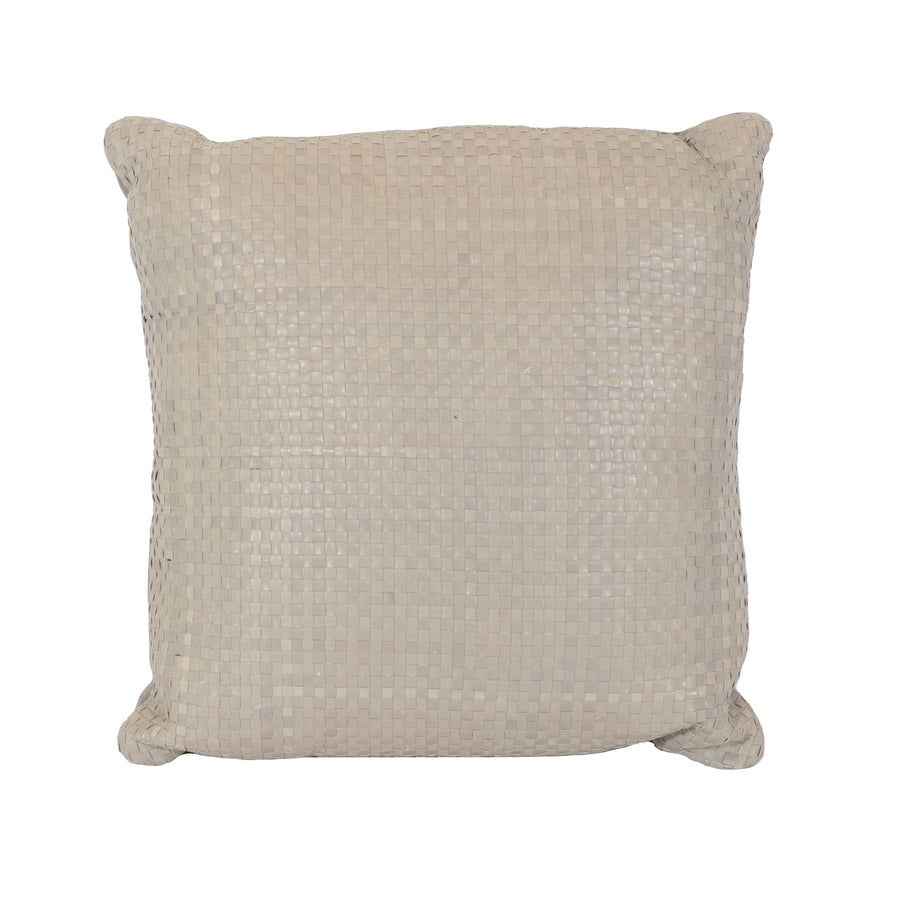 19'' COOL GREY LEATHER PILLOW